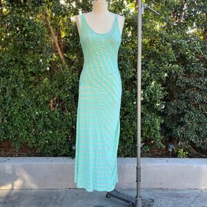 Vintage Y2K Charlotte Russe Mint Green Striped Maxi Dress USA Made Large